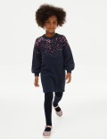 Sequin Knitted Dress With Tights (2-8 Yrs)