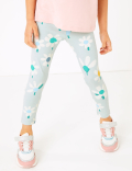 3 Pack Cotton Rich Apple & Floral Leggings (2-7 Yrs)