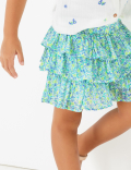 Pure Cotton Floral Ruffled Skort (2-7 Yrs)
