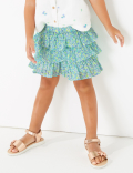 Pure Cotton Floral Ruffled Skort (2-7 Yrs)