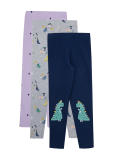 3pk Cotton Dinosaur Leggings (2-7 Yrs)