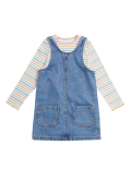 2pc Denim Floral Pinafore Outfit (2-7 Yrs)
