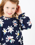 Daisy Print Tiered Long Sleeve Dress (2-7 Yrs)