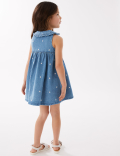 Denim Daisy Embroidered Dress (2-7 Yrs)
