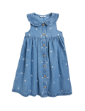 Denim Daisy Embroidered Dress (2-7 Yrs)