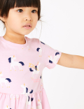 Cotton Unicorn Print Dress (2-7 Yrs)