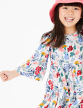 Flamingo Print Woven Tiered Dress (2-7 Yrs)