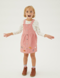 2pc Pure Cotton Embroidered Pinafore Outfit (2-7 Yrs)