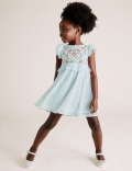 Embroidered Floral Chiffon Dress (2-7 Yrs)