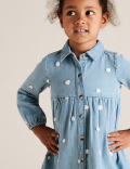 Denim Boucle Spotted Shirt Dress (2-7 Yrs)