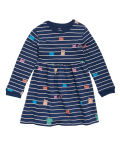 Cotton Striped Cat Sweat Dress (2-7 Yrs)
