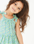 Floral Print Shoulder Tie Dress (2-7 Yrs)