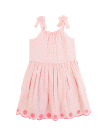 Cotton Rich Broderie Shoulder Tie Dress (2-7 Yrs)