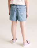Denim Floral Embroidered Shorts