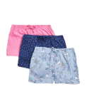 3pk Pure Cotton Unicorn Shorts (2 - 7 Yrs)