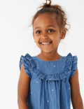 Denim Frill Spotted Dress (2-7 Yrs)