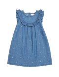 Denim Frill Spotted Dress (2-7 Yrs)