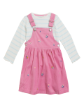 2pc Pure Cotton Floral Pinafore Outfit