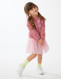 Cotton Rich Happy Vibe Slogan Sweat Dress (2-7 Yrs)