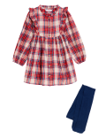 Cotton Rich Check Dress with Tights