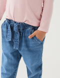 Regular Pure Cotton Tie Waist Jeans