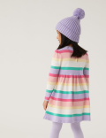 Knitted Striped Dress & Tights Outfit