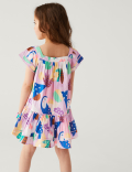 2pc Pure Cotton Printed Dress & Scrunchie (2-8 Yrs)