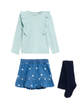 3pc Cotton Rich Spotted Top & Bottom Outfit