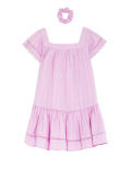 2pc Pure Cotton Dress and Scrunchie Outfit (2-8 Yrs)