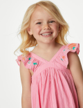 Pure Cotton Floral Dress with Scrunchie