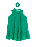 Pure Cotton Dress with Scrunchie (2-8 Yrs)