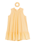 Pure Cotton Dress with Scrunchie (2-8 Yrs)