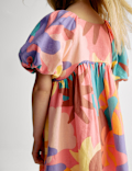 Linen Rich Printed Puff Sleeve Woven Dress (2-8 Yrs)