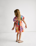 Linen Rich Printed Puff Sleeve Woven Dress (2-8 Yrs)