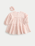 2pc Cotton Rich Tiered Dress with Scrunchie (2-8 Yrs)