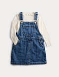 2pc Pure Cotton Denim Pinafore Outfit (2-8 Yrs)