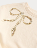 Cotton Rich Sequin Bow Tulle Sweat Dress (2-8 Yrs)