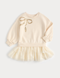 Cotton Rich Sequin Bow Tulle Sweat Dress (2-8 Yrs)