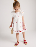 Pure Cotton Embroidered Ruffle Sleeve Dress (2-10 Yrs)