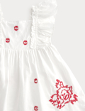 Pure Cotton Embroidered Ruffle Sleeve Dress (2-10 Yrs)