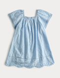 Pure Cotton Broderie Shell Dress (2-8 Yrs)