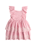 Linen Rich Floral Embroidered Frill Dress (2-10 Yrs)
