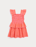 Pure Cotton Gingham Shirred Outfit (2-8 Yrs)