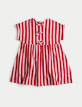 Pure Cotton Striped Bow Detail Dress (2-8 Yrs)