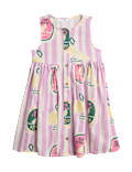 Cotton Rich Fruit Print Striped Woven Dress (2-10 Yrs)