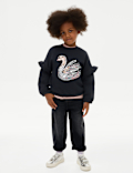 Cotton Rich Sequin Swan Sweatshirt (2-8 Yrs)