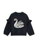 Cotton Rich Sequin Swan Sweatshirt (2-8 Yrs)