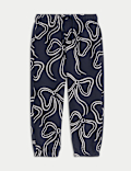 Cotton Rich Bow Print Joggers (2-8 Yrs)