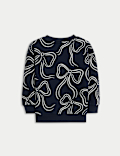 Cotton Rich Bow Print Sweatshirt (2-8 Yrs)