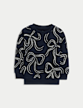 Cotton Rich Bow Print Sweatshirt (2-8 Yrs)